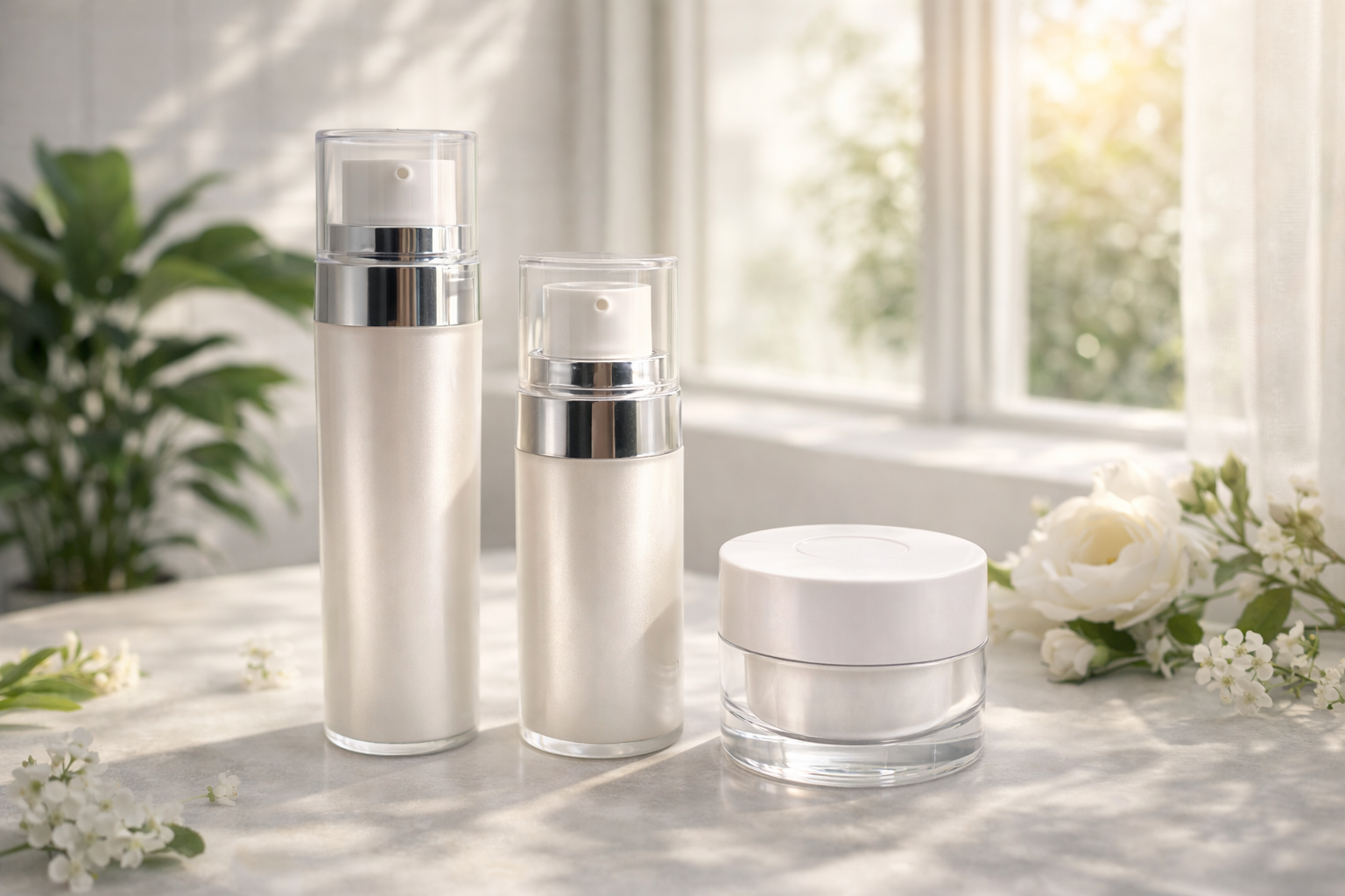 refillable airless cosmetic bottle sustainable packaging