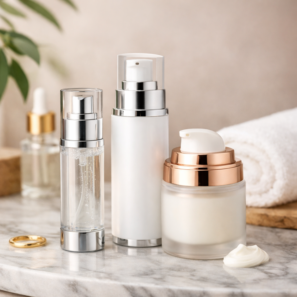 airless cosmetic bottles for serum lotion and cream packaging