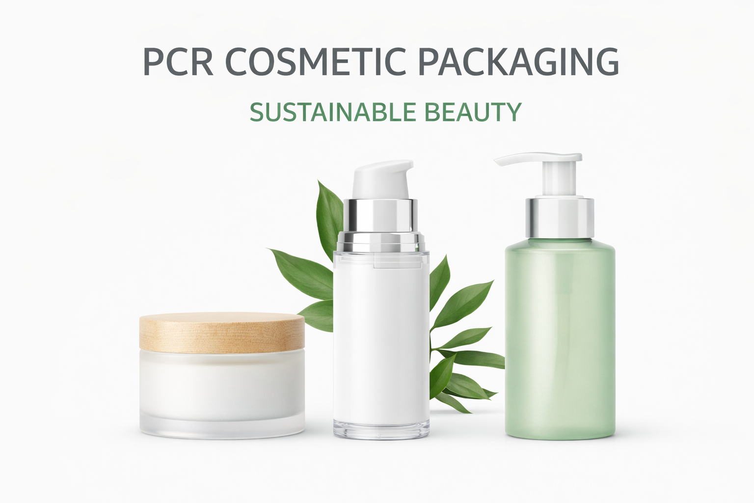 PCR cosmetic packaging bottles and jar for sustainable skincare packaging
